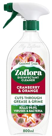 Zoflora Cranberry & Orange Multipurpose Disinfectant Trigger Spray, 1 x 800ml, Antibacterial Multi-Surface Cleaner, Pet-Safe, Kills 99.9% of Bacteria & Viruses