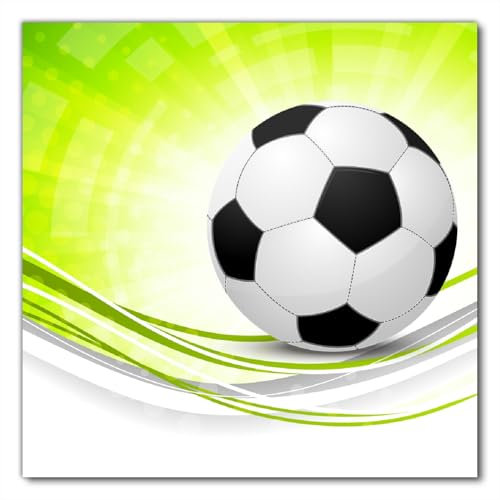 Wallario Selbstklebende Möbelfolie/Tischdecke für Innen und Außen, Größe: 80 x 80 cm - Fußball - grün weiße Wellen Muster