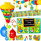 alles-meine.de GmbH 37 TLG. XL Set - Pinata + Girlanden/Wimpel + Luftballons + Streumotive + Dekoschild + Kette - Schule & Schulanfang - Kindergeburtstag - ABC + Zahlen - 6..