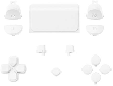 eXtremeRate Boutons Remplacement pour ps4 Pro Slim Manette, Trigger R1 L1 R2 L2 D-Pad Touchpad Action Home Share Options Boutons pour ps4 Slim Pro Controller CUH-ZCT2, Blanc