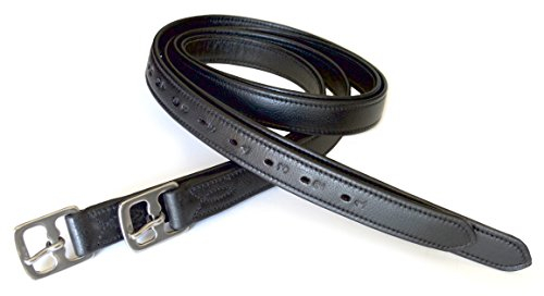 121,9 cm/127 cm/137,2 cm/152,4 cm, 2,5 cm, superweiches englisches Steigbügel-Leder, Schwarz/Havana (Schwarz, 121,9 cm)