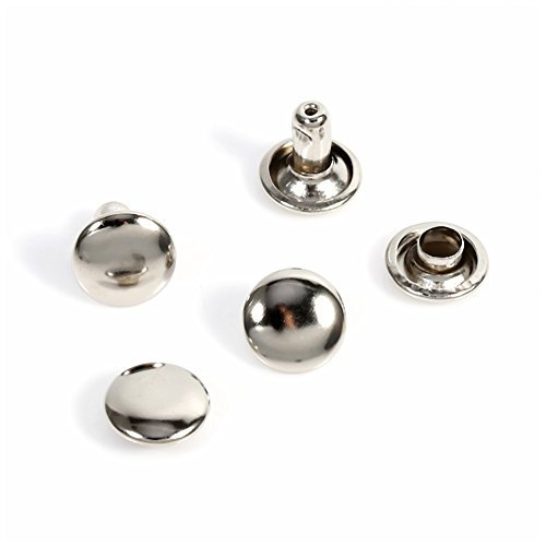 Rivets à double capuchon 8 x 8 mm, rivets rapides 100 pièces, rivets décoratifs à tête ronde Rivets en cuir, goujons métalliques tubulaires pour réparations pour(Silver)