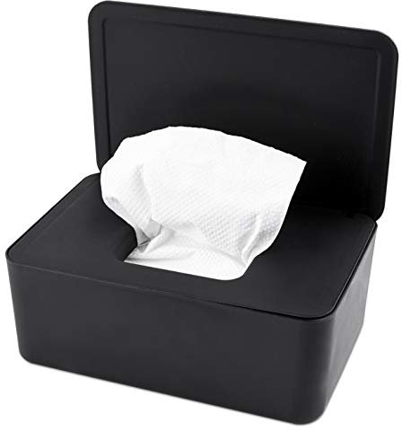 KONUNUS Feuchttücher Box, Toilettenpapier Box, Baby Tücher Fall, Feuchttücherbox Tücherbox, Tissue Toilettenpapier Spender, Serviettenbox Mit Deckel, Tissue Aufbewahrungskoffe, Kunststoff Schwarz