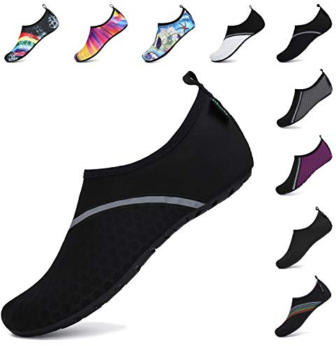 SAGUARO Chaussures Aquatiques Homme Femme Chaussettes de Sport Aquatique Séchage Rapide de Nager et de Plage D'eau Poids Léger Pieds Nus de Sport Aquatique - Taille 40/41 - Couleur Noir -
