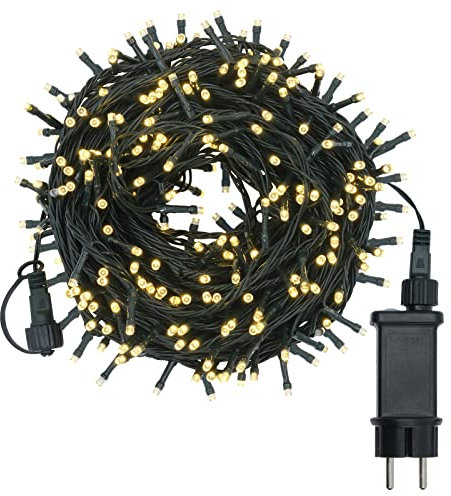 LED Lichterkette Außen Strom 30M 300 LEDs, Lichterkette Weihnachtsbaum mit 8 Leuchtmodi und Speicher Funktion, IP44 Wasserdichte Cluster Lichterkette Warmweiß für Innen, Aussen Weihnachtsbau Deko