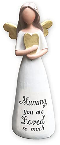 Gemini Gifts Engel Figur Ornament Sammelfigur Geschenk für Mama Geburtstag Weihnachten Muttertag mit nachdenklichen Worten und gefühlvollen Vers Mama Schutzengel