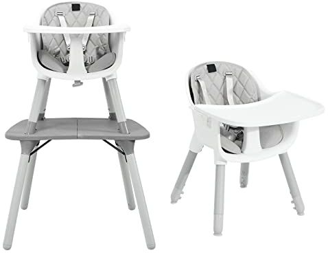 Maxmass Baby Highchair, Convertible Infant High Chair with 5-Point Harness and 2-Positions Adjustable & Removable Tray, Baby Dining Chair for 6-36 Months Babies & Toddlers (Grey)