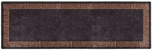 vidaXL Teppich Waschbar Antibakteriell Schalldämpfend Kurzflor Wohnzimmerteppich Läufer Flurteppich Bodenteppich 80x300cm Schwarz Golden rutschfest