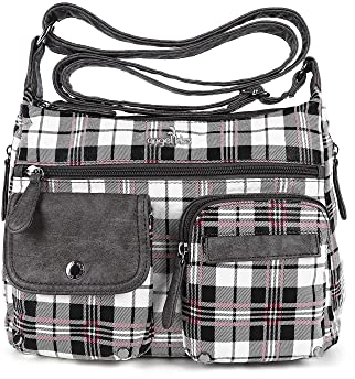 Angelkiss Damen-Umhängetaschen für Damen, Schultertasche, Kuriertasche und Geldbörse, mittelgroß, Kunstleder, 26weiß/grau