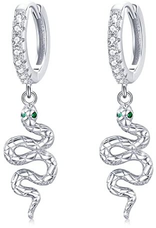 Schlangen Tropfen Ohrring, 925 Sterling Silber Vintage Schlange Huggie Creolen Ohrringe Schmuckstücke für Frauen Mädchen