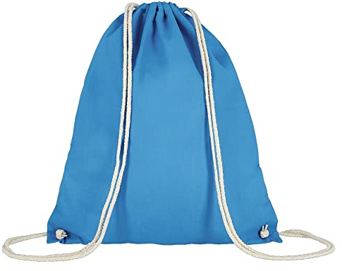 Veproli Baumwoll Turnbeutel Sportbeutel Zuziehbeutel Gymsack Sack Jute Schule Rucksack (Hellblau)