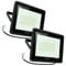 Arum Lot de 2 Projecteurs LED 100W Extérieur Blanc Chaud 3000K Forte Luminosité IP66 Jardin Terrasse Parking Cours