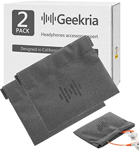 Geekria 2er-Pack Pocket Headphones, Coins, In-Ear Kopfhörer Organizer, Pocket Kopfhörer Case, Münzbörse Münzclip, tragbare Reisetasche (Mikrofaser)