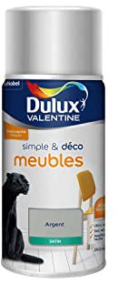 Dulux Valentine Simple & Déco Peinture Intérieure de Rénovation - pour vos Meubles en Bois, Mélaminé, Pvc, Métal Peint - Couleur : Argent Effet Metal - Aérosol 250ml