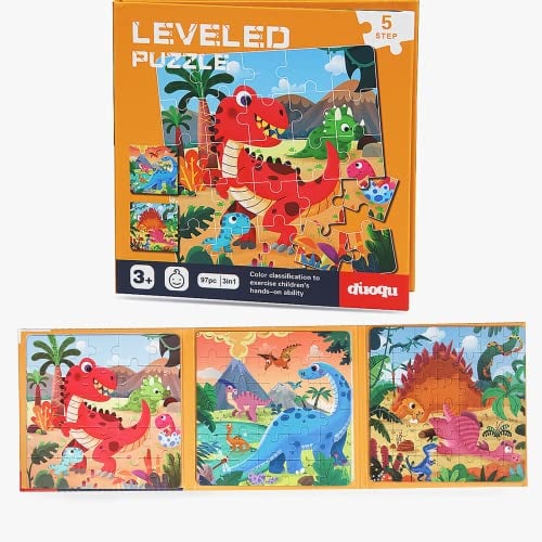 Magnetic Puzzles for Kids Age 2+, Dinosaur Puzzles Three -25/30/42 3 Styles Dinosaur Wooden Jigsaw Puzzle Books, Travel Games and Travel Toys for Boys and Girls