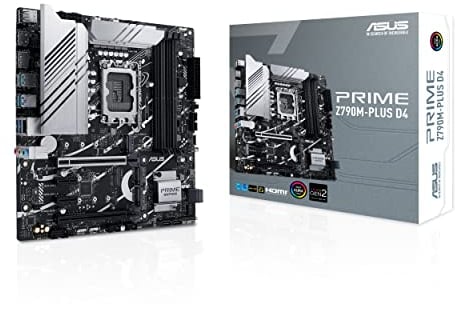 ASUS Prime Z790M-Plus D4 LGA 1700(Intel® 12th&13th Gen) microATX Motherboard (PCIe® 5.0, 3xM.2 Slots,10+1 DrMOS,DDR4,1Gb LAN,USB 3.2 Gen 2x2 Type-C®,Front USB 3.2 Gen 1 Type-C,Thunderbolt 4 USB4®)
