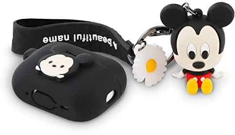 XMBYGY Airpods Pro 2nd Generation Case Cover mit Puppe und Schlüsselanhänger, Cute Skin Design Silikon Ladecase Schutzhülle Zubehör Kompatibel für Airpods Pro 2 Case 2022 (Mickey)