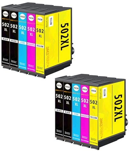 Amaprint XL Patronen kompatibel mit Epson 502 502XL passend für XP-5100 XP-5105 XP-5115 XP-5150 XP-5155 WF-2860 WF-2865 WF-2880 WF-2885 (10 Druckerpatronen)