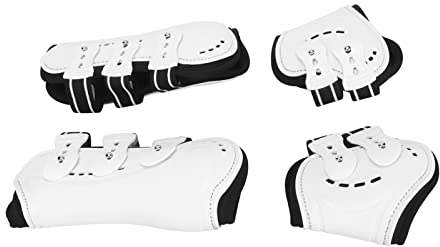 TOPINCN Elastische Gamaschen Vorne Hinten 2 Elastische Riemen Kniesehnenpolster für Pferde Polsterung 4er-Set Verstellbare Offene Sprungfront (L)