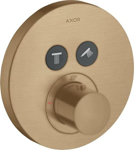 hansgrohe AXOR Starck ShowerSelect round Thermostat Unterputz für 2 Verbraucher, 36723140, Farbe: Brushed Bronze