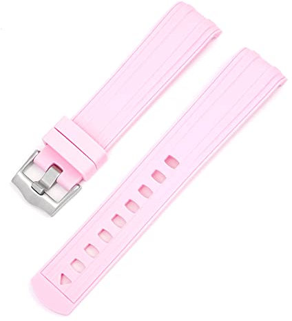 BONACE Bracelet de montre en silicone No Gap pour Omega x Swatch MoonSwatch/Rolex Watch/SEIKO Watch 20mm, Bracelet de remplacement pour montre Omega X Swatch Moonswatch Speedmaster 20mm... (Rose)