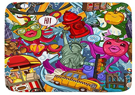 Schmutzfangmatte Nahtloses New York Farbiges Muster 40X60Cm Rückseite Fußabtreter Schmutz Widerstehen Rutschhemmender Küchenmatten Für Außen Flur