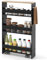 COSTWAY Chariot de Rangement 13 cm à roulettes, Desserte de Cuisine Etroit à 4 Niveaux avec Poignée Latérale et Roues Universelles avec Freins, Design Étroit pour Petit Espace (Noir + Naturel)