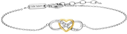 Julie Julsen Damen Schmuck Armband aus rhodiniertem und vergoldetem bicolor 925 Sterling Silber mit Zirkonia | Silber-Arm-Kette als Geschenk für Frauen und Mädchen zum Geburtstag, Hochzeitstag...