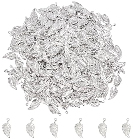 UNICRAFTALE 400 Stück 0.8 mm Loch 304 Edelstahl Blatt Anhänger Laub Hohl Charms Tropfen Baumeln Ohrringe Metall Pflanzen Charm Für DIY Armband Halskette Schmuckherstellung