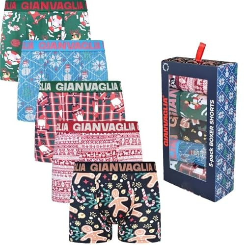 Rungassi Weihnachts-Boxershorts Herren 5er Set Premium Stretch Baumwolle GVG-5084