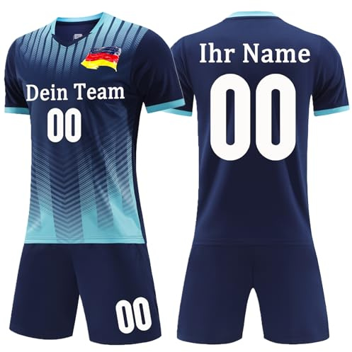 OPUTWDF Trikot Personalisiert Fussball Trikot Jungen Kinder - Fußball Shorts&Trikots mit GRATIS Name Nummer Team Logo Football Trikot