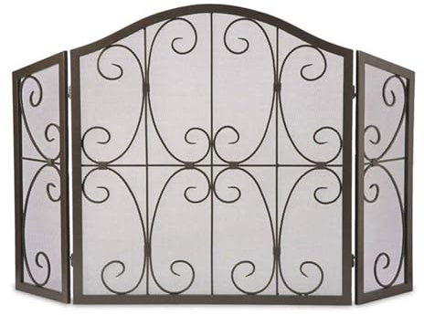 Pantalla for Chimenea, Malla Decorativa de Hierro Forjado, Malla Protectora Plana for Horno de Metal, Accesorios for Estufa de leña (Negro) Fuego Salvachispas