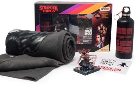 Neamedia Icons Netflix Chill Kit - Stranger Things, Offizielle Lizenz, Fleecedecke, Sammlerfigur, Thermosflasche, Sticker, Weihnachtsgeschenkidee, Geburtstagsgeschenk