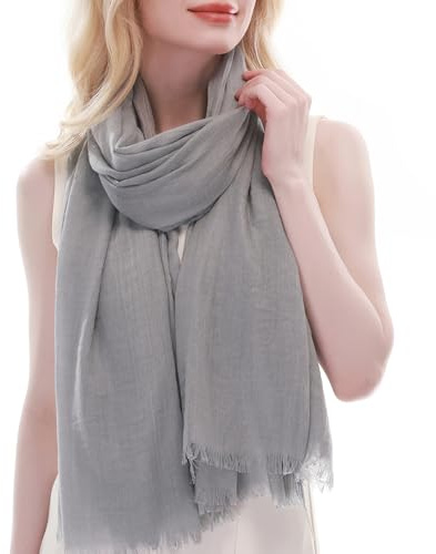 RIIQIICHY Grey Scarf for Women Ladies Lightweight Scarves Pashmina Shawls Wraps Wedding Head Neck Scarfs
