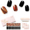 NAILOG Semi Cured Gel Nail Strips - Glossy & Long Lasting Soft Gel Finish (20 Extra Long Nail Stickers) | Wraps, Magma