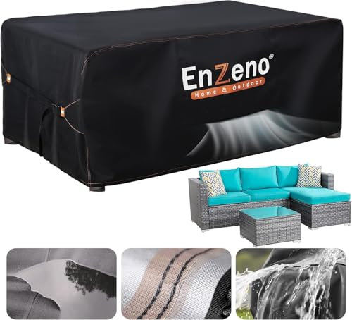 Enzeno Cube Garden Furniture Covers Waterproof for Outdoor, patio Rattan Cube Set Cover outside, Heavy Duty 420D Oxford Fabric Garden Square Table Cover with Air Vent (180 * 90 * 74 cm)…
