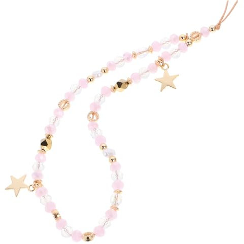 KONTONTY ChaîNe TéLéPhone Portable Rose Avec Breloque ÉToile AntidéRapante Bracelet Multifonction Pour Smartphone Accessoire Mode Durable