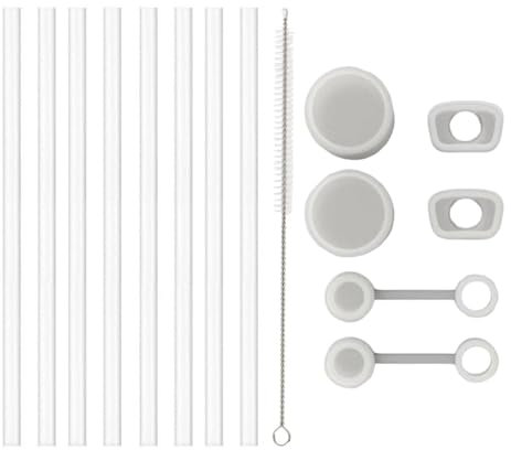 GUTERTOP 8 Stück Strohhalm für Stanley Cup, 31cm Lange Strohhalme, Straw mit Reinigungsbürsten und Silikon Stopfen für 30/40 Unzen Glas