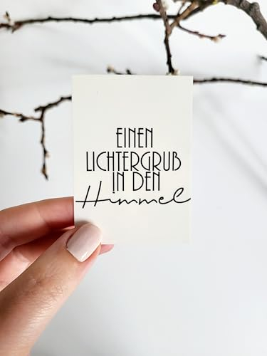 5 Aufkleber für Grabkerze, Einen Lichtergruß in den Himmel, Einzeln o. Sparset, Grabschmuckzubehör, Grablicht, Friedhofskerzen, Grabdeko, tod