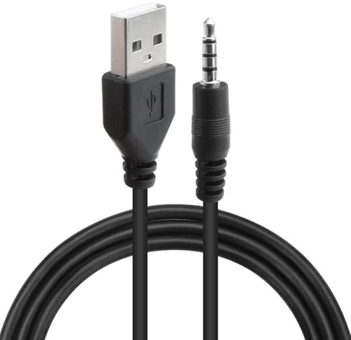3.5mm Aux Audio Jack Cable USB 2.0 Adapter to 3.5mm Headphone Stereo Cord for Same Connection MP3/MP4 Players, Pocket Speakers, Car Audio, Video Recorders, Data Sync Charge Cord (1M/3.3Feet)