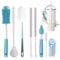 8Pcs Water Bottle Cleaner Brush, Multipurpose Bottle Brush Cleaner Kit with Long Nylon Straw Brush Cleaner for Owala, 4 in 1 Bottle Gap Cleaner and Long Handle Silicone Cup Cleaners(Blue)