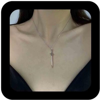 Cimenexe Punk Sword Choker Necklace Silver Knife Cross Pendant Necklaces Metal Dagger Knife Collar Necklaces Gothic Sword Choker Necklace Jewelry for Women