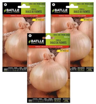 Semillas Cebolla Dulce de Fuente Pack 3 unidades | Bulbos de forma globosa con túnicas blancas y exteriormente de color amarillento | Precocidad media, muy voluminosa, dulce y conservación aceptable.