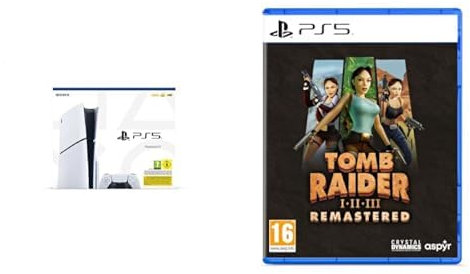 Playstation 5 Console Edizione Standard Slim & Tomb Raider 1-3 Remastered Starring Lara Croft