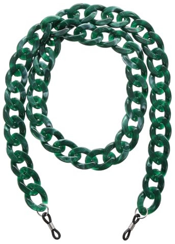 sourcing map Chaînes de lunettes de vue pour femme en acrylique, réglables et anti-perte pour lunettes de soleil, vert foncé