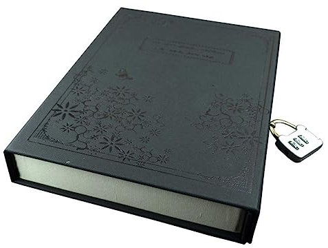 CAXUSD Lockable Journal for Adults Code Lock Diary Notebook Black Cover Pages