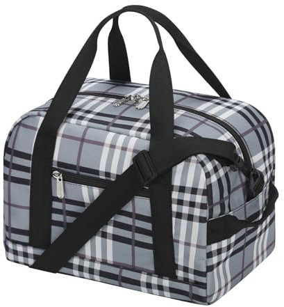 Sporttasche klein, Reisetasche 12L Mini Handgepäck Tasche für Weekender, Fitnesstasche 30x20x25cm-Graues Gitter