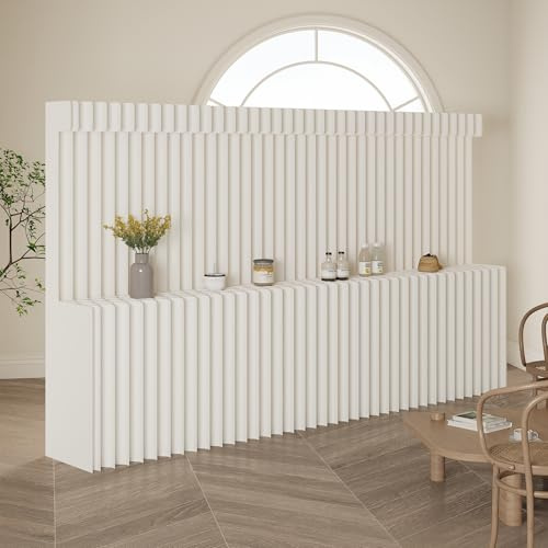 Falt-Raumteiler aus Kraftpapier, Freistehende Trennwand für Büro, Wohnbereich, Kosmetikstudio (H1.8m*L5m)