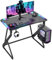 BEXEVUE Gaming Desk with LED Armor, 80x50 cm RGB Computer Desk with Carbon Fiber and Z Frame Design Gaming PC Desk with Head Phone Hook for E-sport Gamer Table, Easy Assemble Home Office desk, Black