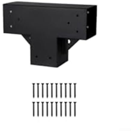 GLFLOW Pergola Bracket Kit Steel DIY Hardware Right Angle Corner with Base for Wooden Post Gazebo Comprehensive Bracket Kit Shed for Garden Furniture 3 Way 4x4 Inch (1pc)